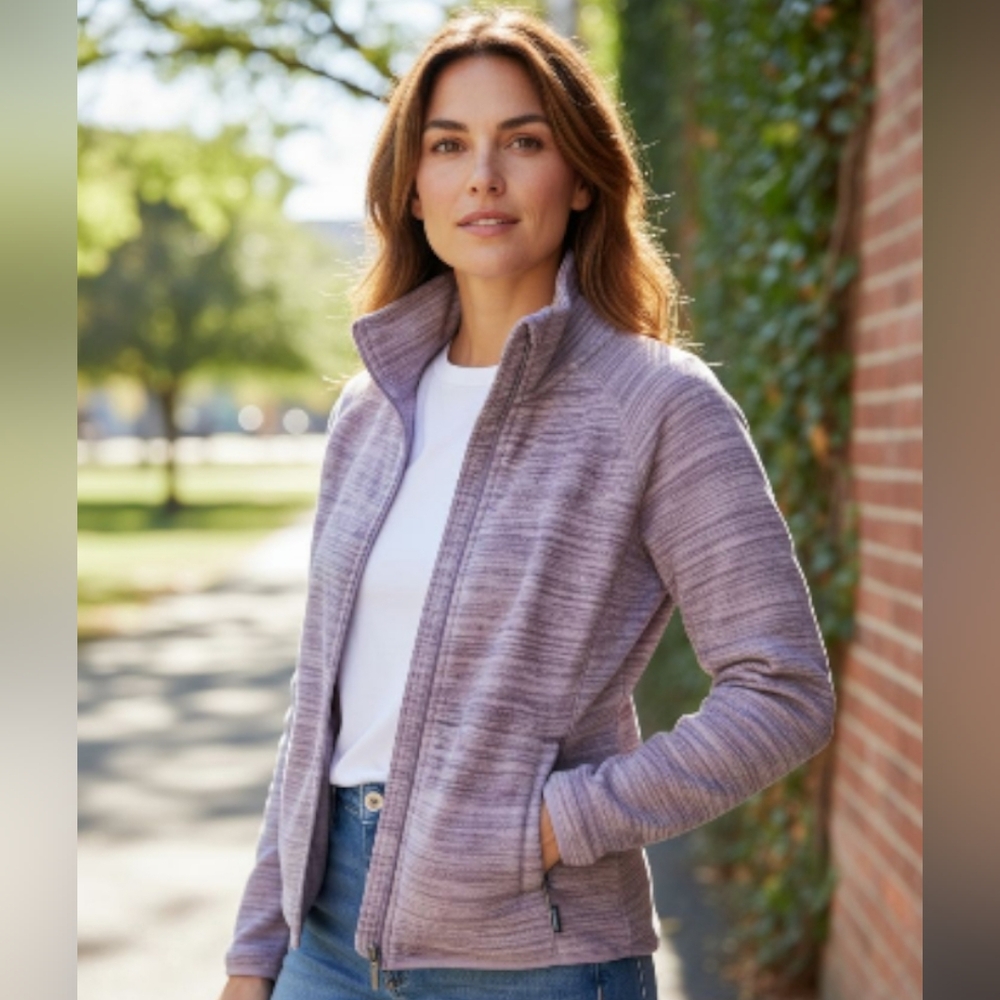 Orvis Lavender Gray Heathered Zip-Front Jacket